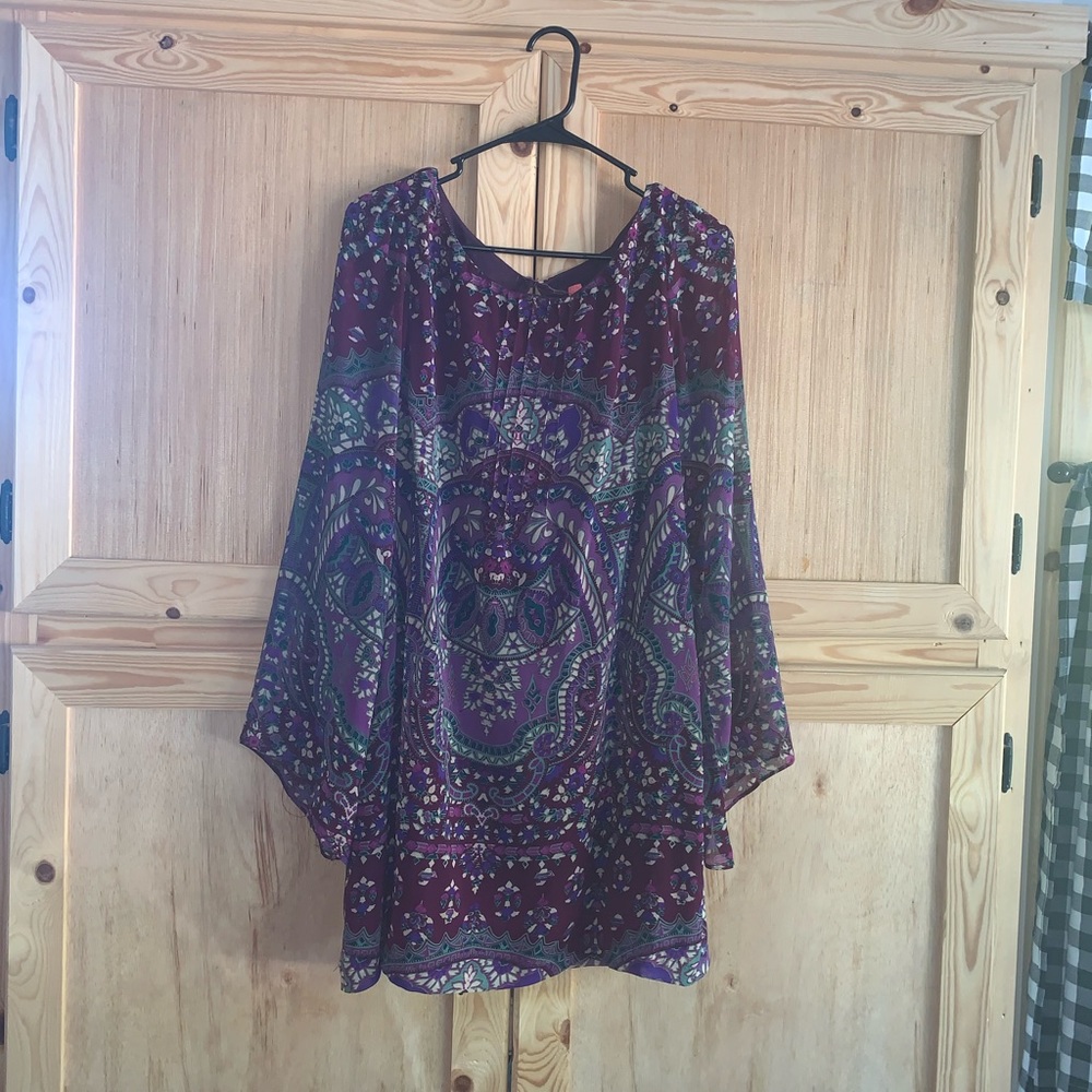 Eight Sixty purple printed dress size L